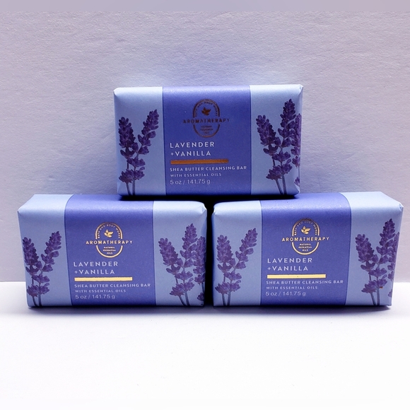 Bath & Body Works LAVENDER VANILLA Shea Butter Cleansing Bar Soap, 5 oz (3 pack) - Picture 1 of 4